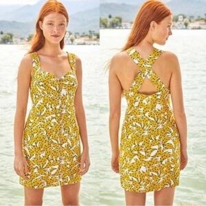 EUC Farm Rio Dress White Spotted Bananas Size Women’s Extra Small (XS) Yellow